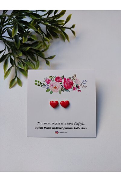 Lilamor 8 Mart Dünya Kadınlar Günü Hediyesi Kalp Küpe