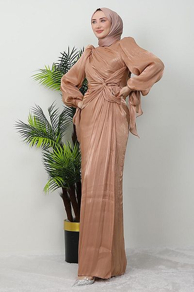 GİZ AGİYİM Βραδινό φόρεμα Orchid Silk Sütlükkahve