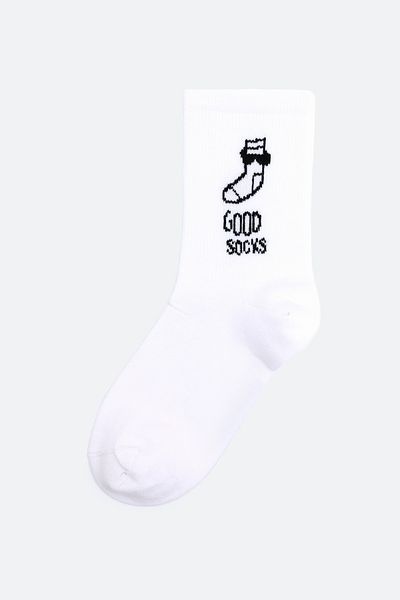 Hype of Steps Good Socks - White Socks with Drawing Pattern