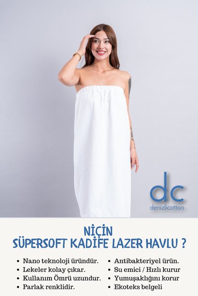 velvettowels SuperSoft Velvet Women's Sauna, Beach Skirt and Laser Towel White 88x150 Cm