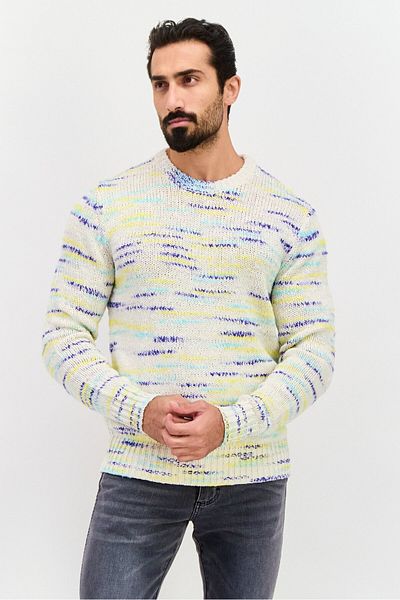 Esprit Men Ribbed Collar Knitted Sweater, Light Beige