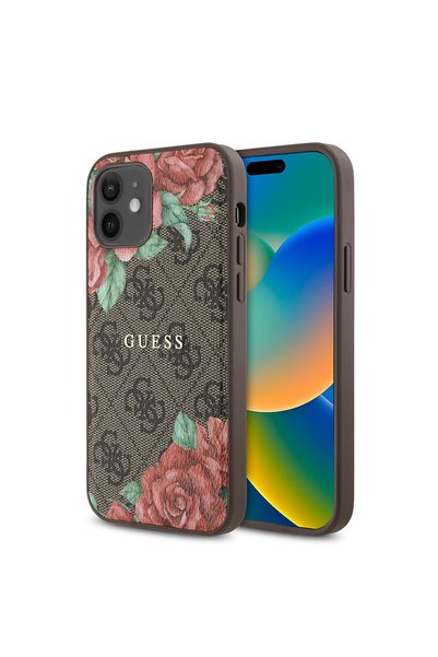 Guess iPhone 12 Kılıf Guess Lisanslı Magsafe Şarj Özellikli Gül Baskılı 4G De...