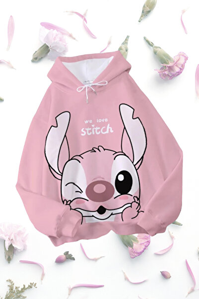 FECCY Pamuklu _Cartoon Baskılı Kapüşonlu Sweatshirt Hoodie