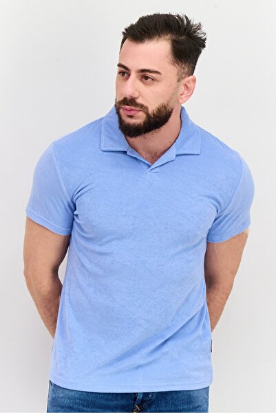 Brave Soul Men Regular Fit Short Sleeve Heather Polo Shirts, Blue