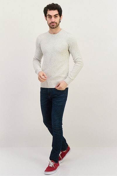 Jules Men Speckled Print Knitted Sweater, Light Grey