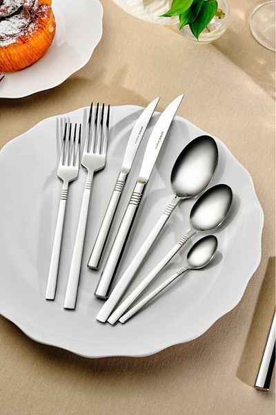 Karaca Elegance Nile Platinum 12-Person 84-Piece Cutlery Set