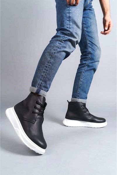 TB Terzi Bey Tb204 Franca Lace-Up Skin Ανδρικά Αθλητικά Μποτάκια Bt - Μαύρα
