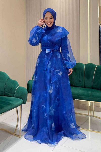 Bym Fashion Colorful Patterned Tulle Evening Dress - 7047 Saks
