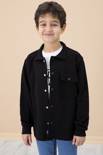 Cansın Mini Tricou imprimat cu text negru și cămașă Costum băiat 20005
