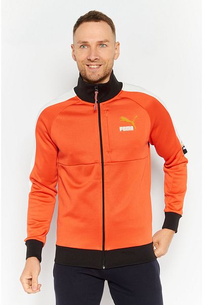 Puma Men Sportswear Fit Long Sleeve Outdoor Bomber Jacket, Orange Combo