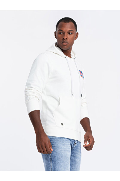 OMBRE Pánská mikina s kapucí - ecru B1357 S