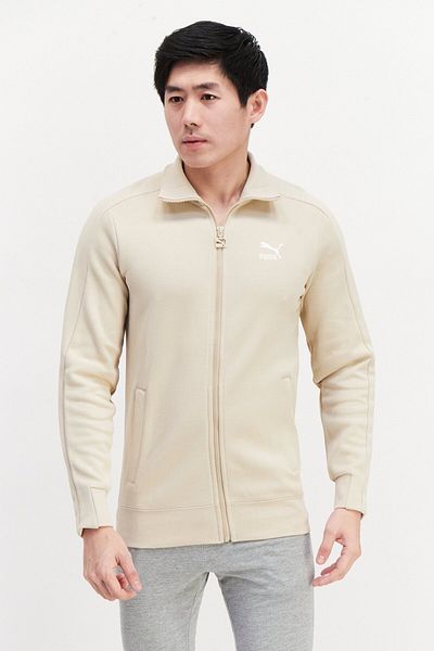 Puma Men Sportswear Fit Embroidered Logo Training Jacket, Beige