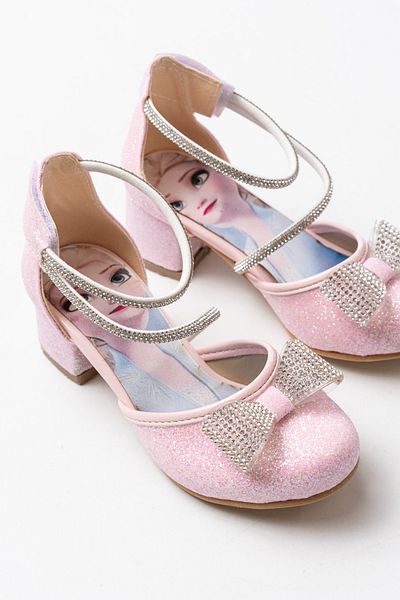 p papuccum ortopedi çocuk ayakkabıları Pantofi de seară cu toc cu velcro roz pentru fete