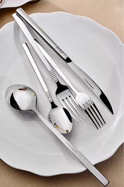 Karaca Elegance Nile Platinum 12-Person 84-Piece Cutlery Set