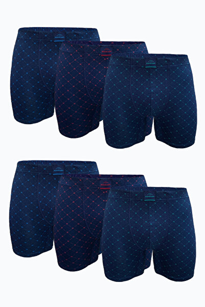Malabadi Boxer lungi pentru bărbați, cu model bleumarin, din 6 piese, Premium Collection Modal 6M250