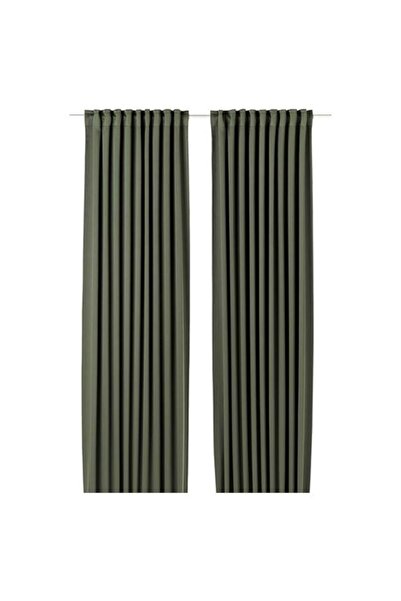 IKEA - MAJGULL, karartma perde/2 kanat, koyu yeşil, 145x300 cm