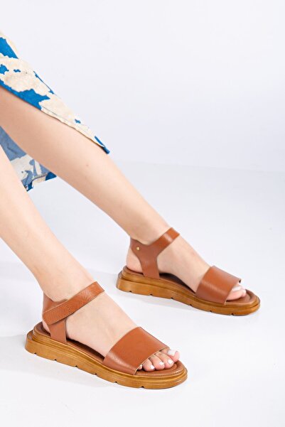 MaskButik Tatum Genuine Leather Sandals - Tan Color