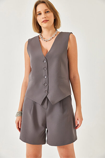 Bianco Lucci Women's V-Neck Vest Shorts Set 60316 60271017