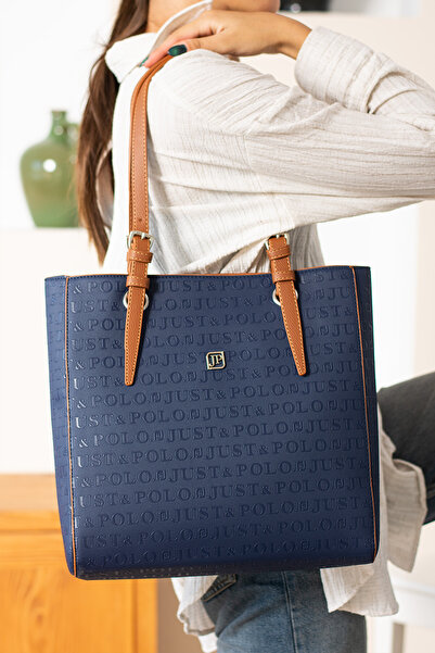 Just Polo Navy Blue Tan Just Polo Women's New Season Large Size 3 Compartment...