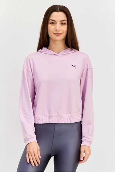 Puma Women Sportswear Fit Brand Logo Long Sleeves Outdoor Sweatshirt, Lilac