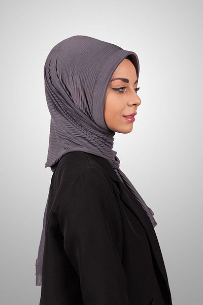 Şalcenneti.com Organic Smoked Practical Pleated Shawl - Ready Plug-In Sponge Model