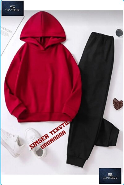 SS SİNSER Set de trening pentru copii cu glugă, fără imprimeu, „SADE MDEL”