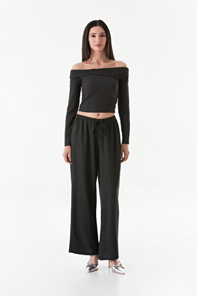 Fulla Moda Wrapped Fabric Palazzo Trousers with Elastic Waist