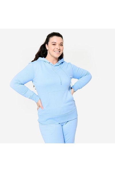 Decathlon سويت شيرت دوميوس بغطاء للرأس من القطن - أزرق فاتح