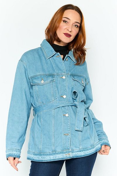 Esprit Women Washed Denim Jacket, Blue