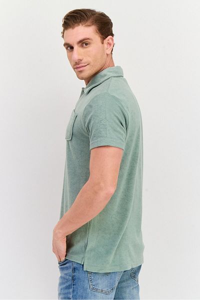 Brave Soul Men Regular Fit Solid Short Sleeve Polo Shirt, Sage