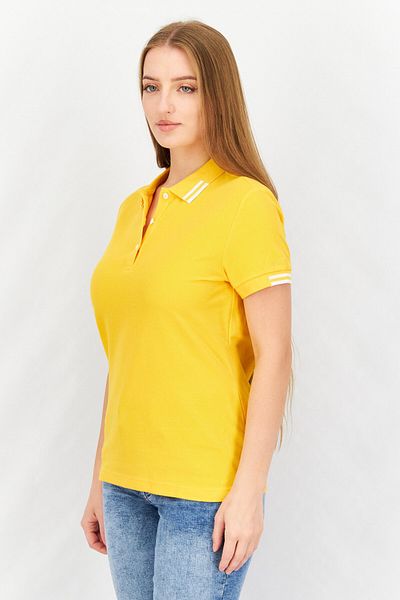 Aigle Women Spread Collar Short Sleeve Embroidered Polo Shirt, Yellow