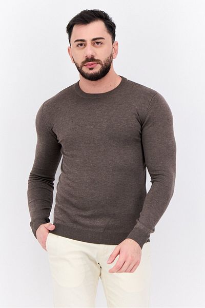 Sorbino Men Crew Neck Long Sleeve Knitted Sweater, Taupe