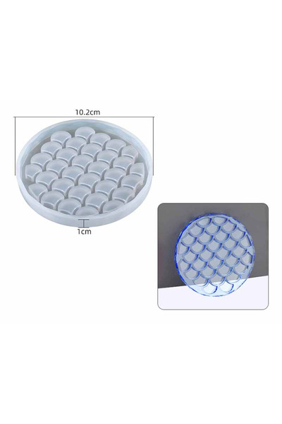 HOBİFLEX EPOKSİ REÇİNE KALIP İTHAL BALIK PULLU MOTİF BARDAK ALTLIĞI TAŞ TOZU SİLİKON KALIP HB5021-0090