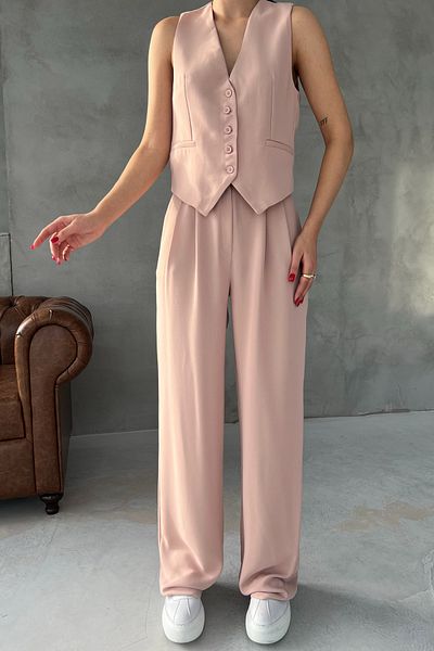 Seda Yalçın Atelier Palazzo Pants and Vest Set - Powder Pocket Detail