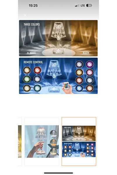 Kandela Aydınlatma Akrilik Kristal Led Şarjlı Masa Üstü Lamba Rgb Kumandalı
