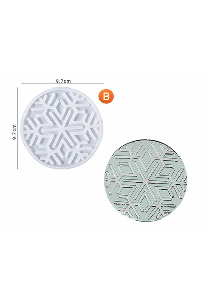 HOBİFLEX EPOKSİ REÇİNE KALIP İTHAL KAR TANESİ MOTİFLİ BARDAK ALTLIĞI TAŞ TOZU...