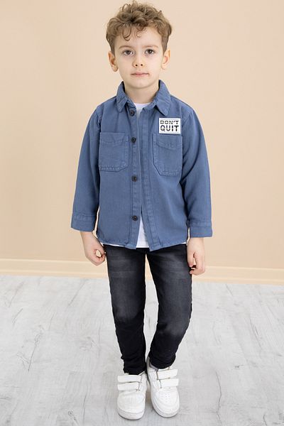 Cansın Mini Boy's 3-Piece Blue Jean Set - Shirt and Pants 20027