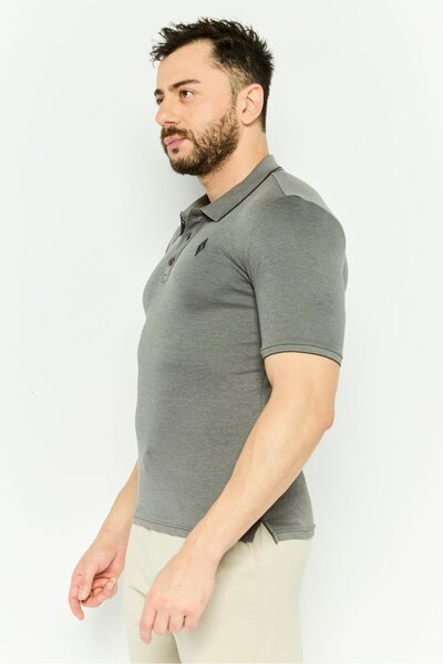 SKECHERS Men Sportswear Fit Short Sleeve Outdoor Polo Shirt, Grey
