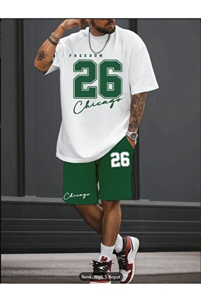 Derays 26 Printed Comfortable Fit Oversize Men's Bottom Top Colorful Suit