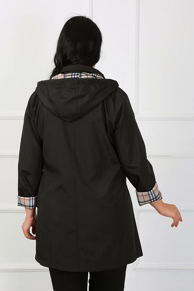 By Alba Collection Women's Black Plus Size Trench Coat