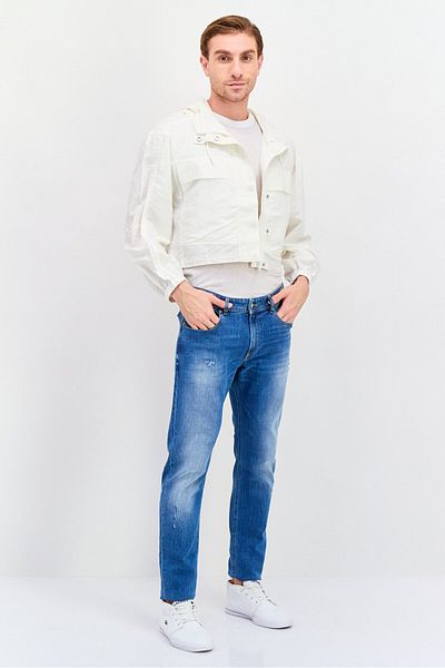 Esprit جاكيت رجالي سادة بغطاء رأس، أبيض عاجي
