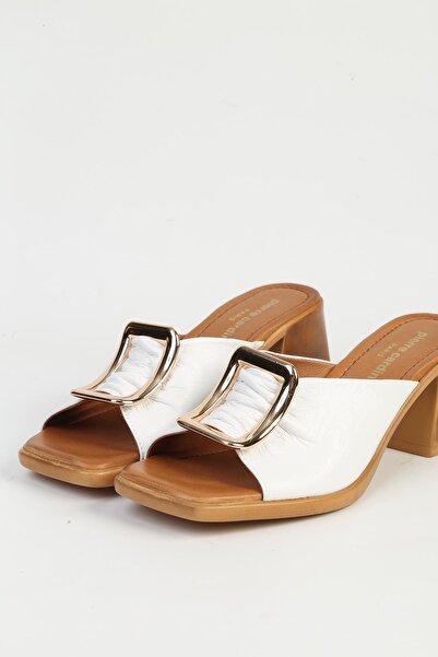 Pierre Cardin Genuine Leather White Women's Slippers Pc-54629