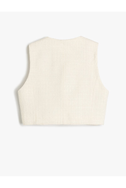 Koton Регулярний крій, велосипедний комір, безрукавний твідовий жилет на ґудзиках