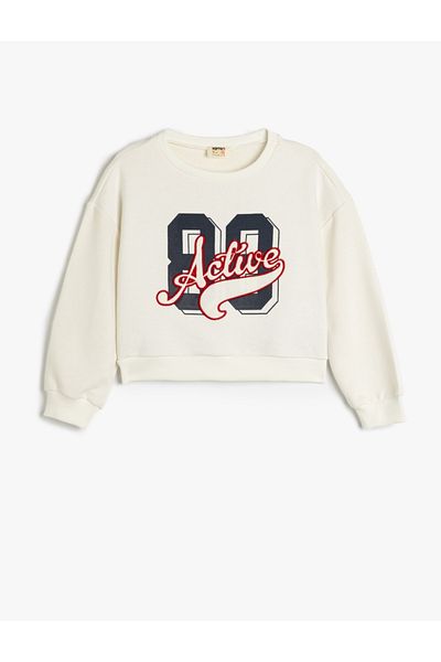 Koton Girl's Ecru Sweatshirt - 5Skg10329Ak