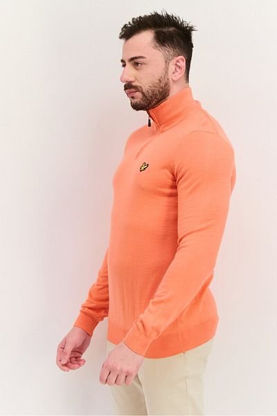 Lyle & Scott Men High Neck Long Sleeve Brand Logo Sweatshirt, Orange