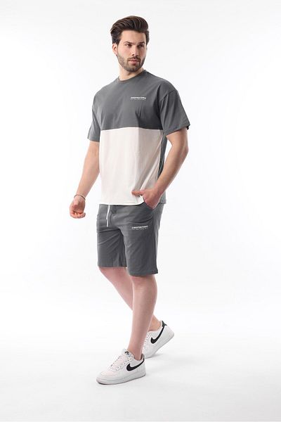 Madmext Smoked Printed Color Block Cotton Adjustable Waist Shorts Set 5952