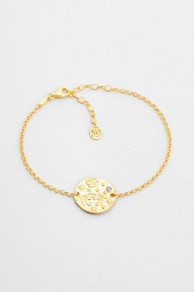 So CHIC... Yengeç Burcu 18 Ayar Sarı Altın Kaplama 20 Cm Gümüş Bileklik