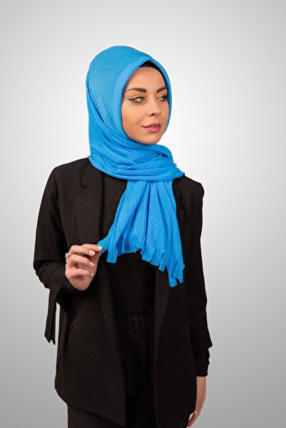 Şalcenneti.com Practical Pleated Turquoise Shawl