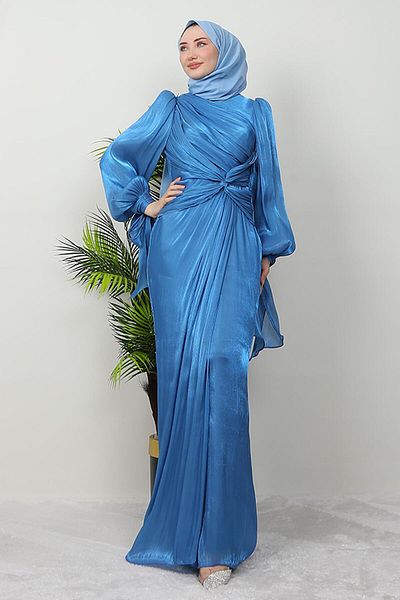 GİZ AGİYİM Βραδινό φόρεμα Blue Orchid Silk