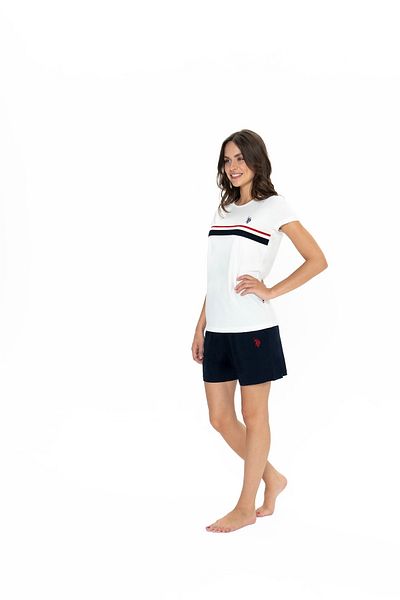 U.S. Polo Assn. U.S. Polo Assn. Women's Crew Neck Ecru Shorts Suit 025Wsun.2Z.Et0.Agr.0.Ou.0.P.3.Kmib